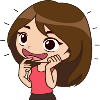 😃 35e757c5 Kartun, Wanita, Berpikir, Imut, Senang telegram sticker