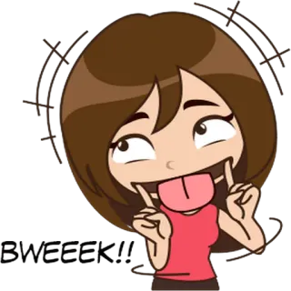 😛 5f1697da Kartun, Lidah, Lucu, Konyol, Rambut cokelat, Anime, Gadis telegram sticker