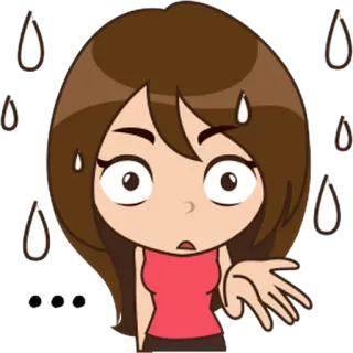 😳 766b0987 kartun, wanita, khawatir, berkeringat, malu, gugup telegram sticker