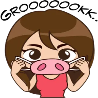 🐽 76bf0730 kartun, masker, covid, hidung babi, masker wajah, karakter, gadis telegram sticker