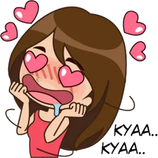 😍 a6111aee kartun, cinta, hati, semangat, ngiler, wanita telegram sticker