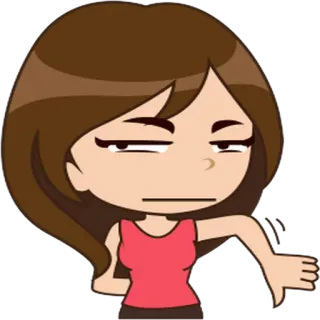 👎 cd360d54 tidak suka, kartun, wanita, jempol ke bawah, negatif, sikap telegram sticker