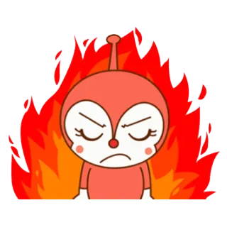 😡 bdb085de Cartone animato, Rabbia, Rosso, Fiamme, Furioso whatsapp sticker