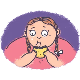 🍔 05cf9655 essen, traurig, keks, mädchen, cartoon, illustration telegram sticker
