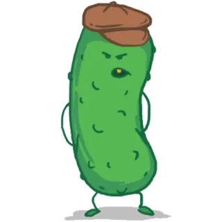 😠 2788b64d Gurke, Cartoon, Essen, Figur, Hut, Lustig telegram sticker