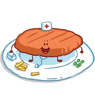 🍛 341d1e28 essen, krankenschwester, steak, cartoon, mahlzeit, teller telegram sticker