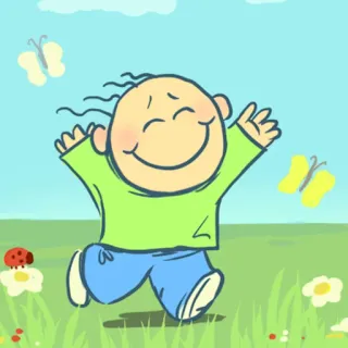 😊 460d9932 Cartoon, Baby, Kind, Fröhlich, Frühling, Natur telegram sticker
