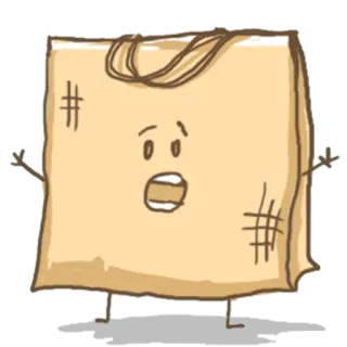 👜 628df325 Tasche, Lebensmittel, Papiertüte, Cartoon, Anthropomorph, Traurig, Verängstigt telegram sticker