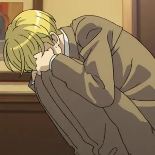 🥂 326d31ac Anime, Traurig, Weinend, Mann, Blond telegram sticker