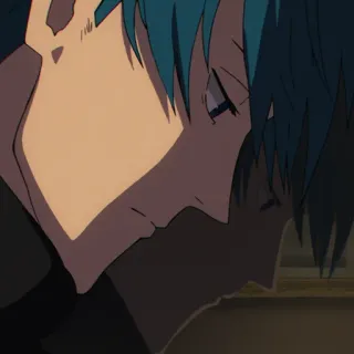 🥂 3de9c58e Anime, Traurig, Männlich, Blaue Haare telegram sticker