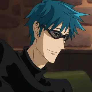 🥂 6b10f33e Anime, blaue Haare, Brille, männlich, Cartoon telegram sticker