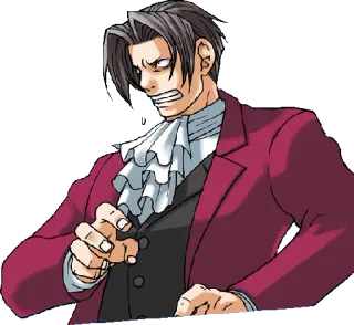 😨 0cbe985f Miles Edgeworth Ace Attorney Anime, Avvocato, Pubblico Ministero, Serio, Gioco whatsapp sticker