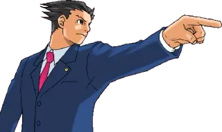 👉 14ed0034 Phoenix Wright Ace Attorney indicare, avvocato, anime, difesa, tribunale whatsapp sticker