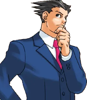 😶 1d061605 Phoenix Wright Ace Attorney avvocato, legale, videogioco, pensare, aula di tribunale whatsapp sticker