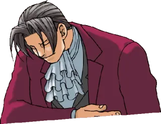 😎 23a33b19 Miles Edgeworth Ace Attorney avvocato, personaggio, videogioco, tribunale, legale whatsapp sticker