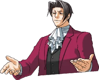 😏 90b13c3a Miles Edgeworth Ace Attorney avvocato, anime, personaggio, gioco whatsapp sticker