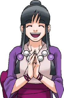 😄 9f634f19 Maya Fey Ace Attorney sorridente, anime, gioco, felice, ragazza whatsapp sticker