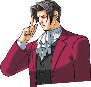 ❌ a47c5a92 Miles Edgeworth Ace Attorney pensare, concentrazione, avvocato, edgeworth, miles whatsapp sticker
