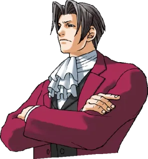 😒 b11832f3 Miles Edgeworth Ace Attorney videogioco, avvocato, avvocato, procuratore, detective, serio whatsapp sticker