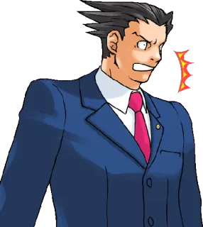 😲 b49e1664 Phoenix Wright Ace Attorney Anime, Avvocato, Obiezione, Tribunale, Scioccato whatsapp sticker