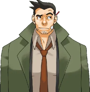 ❔ d65f33e7 Dick Gumshoe Ace Attorney detective, segugio, indagine, anime, personaggio whatsapp sticker