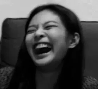 ⚔ 35f789a1 laughing, black and white, woman, expression, joy, facial expression telegram sticker