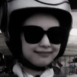 ⚔ c33062f0 person, helmet, sunglasses, portrait, smile, grayscale telegram sticker