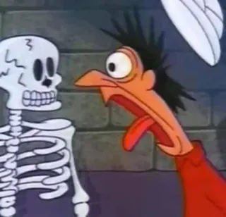 😨 05329f53 Hoạt hình, Bộ xương, Chim, Hài hước, Sợ hãi, Hoạt họa telegram sticker