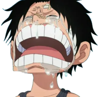 😭 7a1cd72b Monkey D. Luffy One Piece 动漫, 哭泣, 伤心, 路飞, 海贼王, 卡通, 角色, 情感 telegram sticker