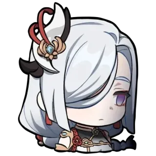 💗 104a7144 Shenhe Genshin Impact 动漫, 电子游戏, 白发, 严肃 telegram sticker