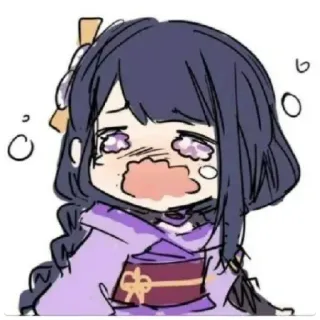 💗 f47d6e34 动漫, 女孩, 紫色头发, 悲伤, 表情 telegram sticker