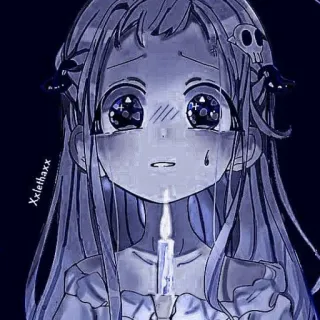 🥬 5470ba4d Xxlethaxx Anime Mädchen, traurig, weinend, Kerze, Gothic, Schädel telegram sticker