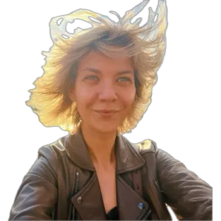 🌞 2bf24fd6 mulher, retrato, jaqueta de couro, pessoa, feminino whatsapp sticker