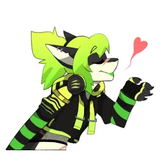 😘 035e6da6 Фурри, Антро, Зеленый, Лиса, Животное telegram sticker