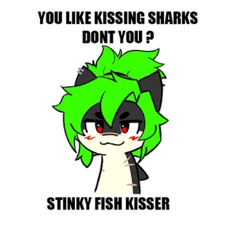 💋 07b32286 YOU LIKE KISSING SHARKS DONT YOU ?
STINKY FISH KISSER Акула, Поцелуи, Фурри, Аниме telegram sticker