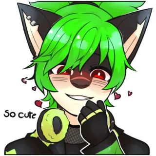 🥰 802aff72 So cute Антро, Фурри, Милый, Каваий, Сердечки, Зеленый telegram sticker