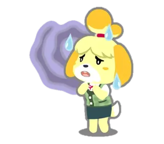 😢 89326daa Isabelle Animal Crossing Изабель, Animal Crossing, видеоигра, собака, мультфильм, милый, обеспокоенный whatsapp sticker