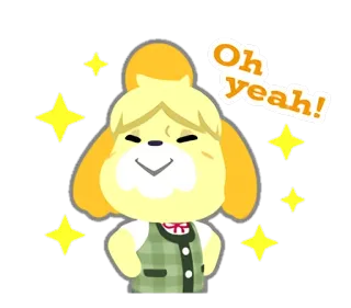 ✨ 9a71d4f3 Isabelle Animal Crossing Oh yeah! Изабель, Animal Crossing, собака, видеоигра, милый, блестки whatsapp sticker