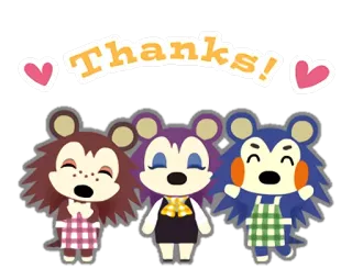 😊 ff8c1498 Thanks! animal crossing, приветствие, спасибо, милый, сердечки whatsapp sticker