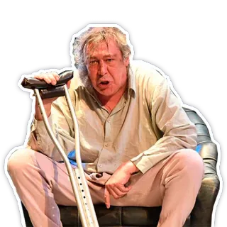 😵 04bc3d62 James May テレビパーソナリティ, イギリス人, 松葉杖, 座っている telegram sticker