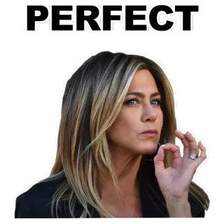 👄 ee280fe6 PERFECT mulher, perfeito, Jennifer Aniston, meme, aprovação, ok, gesto de mão telegram sticker