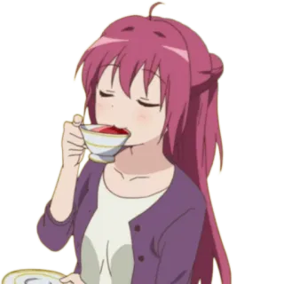 ☕️ 278d25d9 Anime, Ragazza, Tè, Tazza, Carina, Capelli Rossi whatsapp sticker