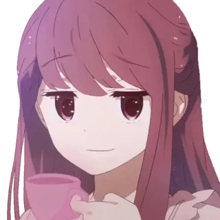 ☕ 4d44c0b5 Anime, Ragazza, Tè, Tazza, Carino, Personaggio, Animazione whatsapp sticker