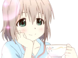 ☕ a2ac8f86 Anime, Ragazza, Tè, Carino, Kawaii, Rilassante, Sorridendo whatsapp sticker