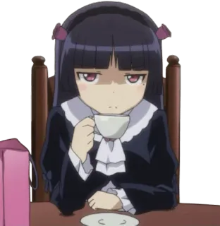 ☕ ea902371 Anime, Ragazza, Tè, Bere, Cartone animato, Carino, Kawaii whatsapp sticker