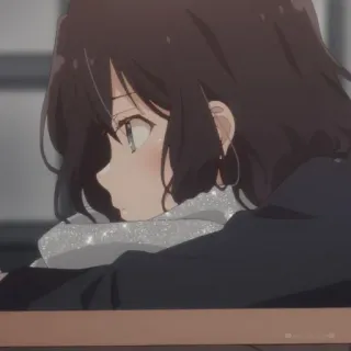 💈 46124685 애니메이션, 소녀, 갈색 머리, 반짝이, 귀여운 whatsapp sticker