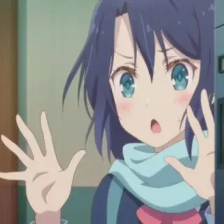 💈 76658d96 애니메이션 여자, 놀란, 무서워하는, 애니메이션, 파란 머리 whatsapp sticker