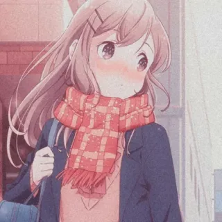 💈 d8331073 애니메이션, 소녀, 목도리, 귀여운, 볼빨감 whatsapp sticker