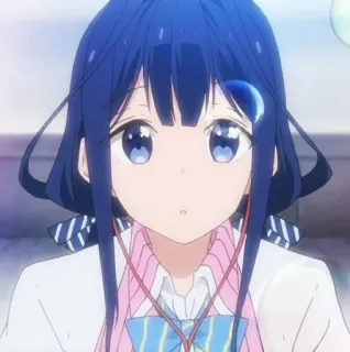 🎐 26032458 애니메이션, 여자, 파란 머리, 귀여운, 만화, 캐릭터 telegram sticker