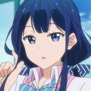 🎐 8459aa71 애니메이션, 여자, 귀여운, 파란 머리, 캐릭터, 만화 telegram sticker